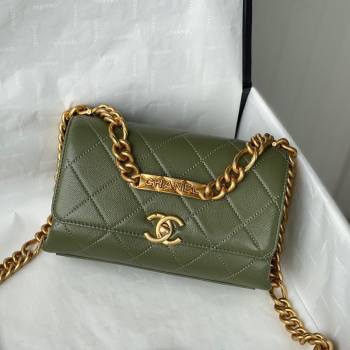 Chanel Grained Calfskin & Gold-Tone Metal Mini Flap Bag AS2711 Green 2021 (SM-21082745)