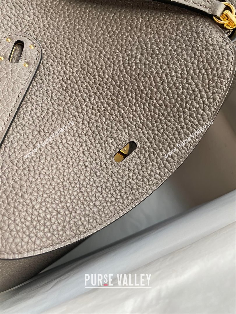 Hermes Lindy 26/30 Bag in Original Taurillon Clemence Leather Tinware Grey/Gold 2024(Full Handmade) (XYA-24051511)