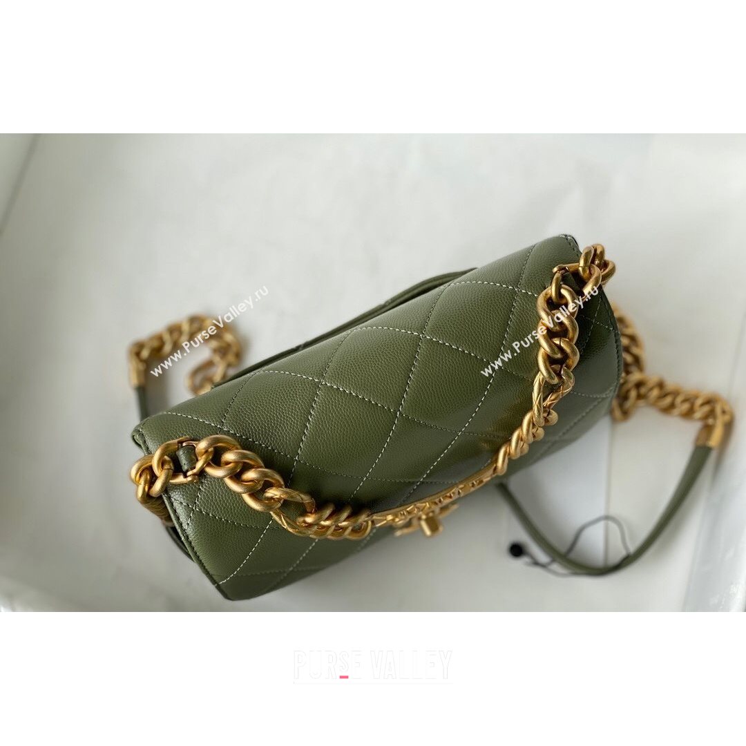 Chanel Grained Calfskin & Gold-Tone Metal Mini Flap Bag AS2711 Green 2021 (SM-21082745)