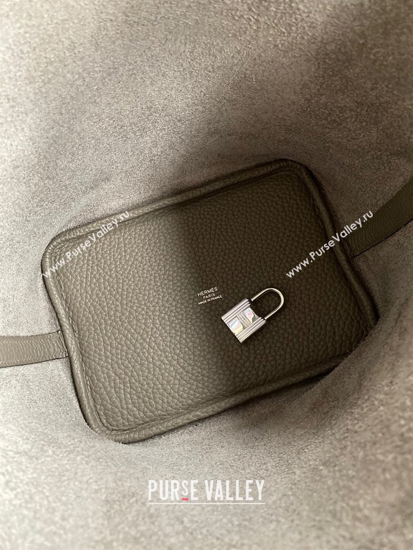 Hermes Picotin Lock Bag 18cm/22cm in Taurillon Clemence Leather Tinware Grey/Silver 2023 (Handmade) (M-23110718)