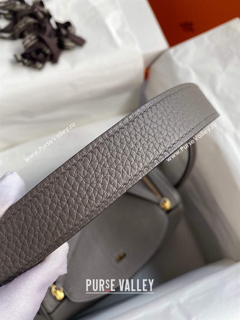 Hermes Lindy 26/30 Bag in Original Taurillon Clemence Leather Tinware Grey/Gold 2024(Full Handmade) (XYA-24051511)