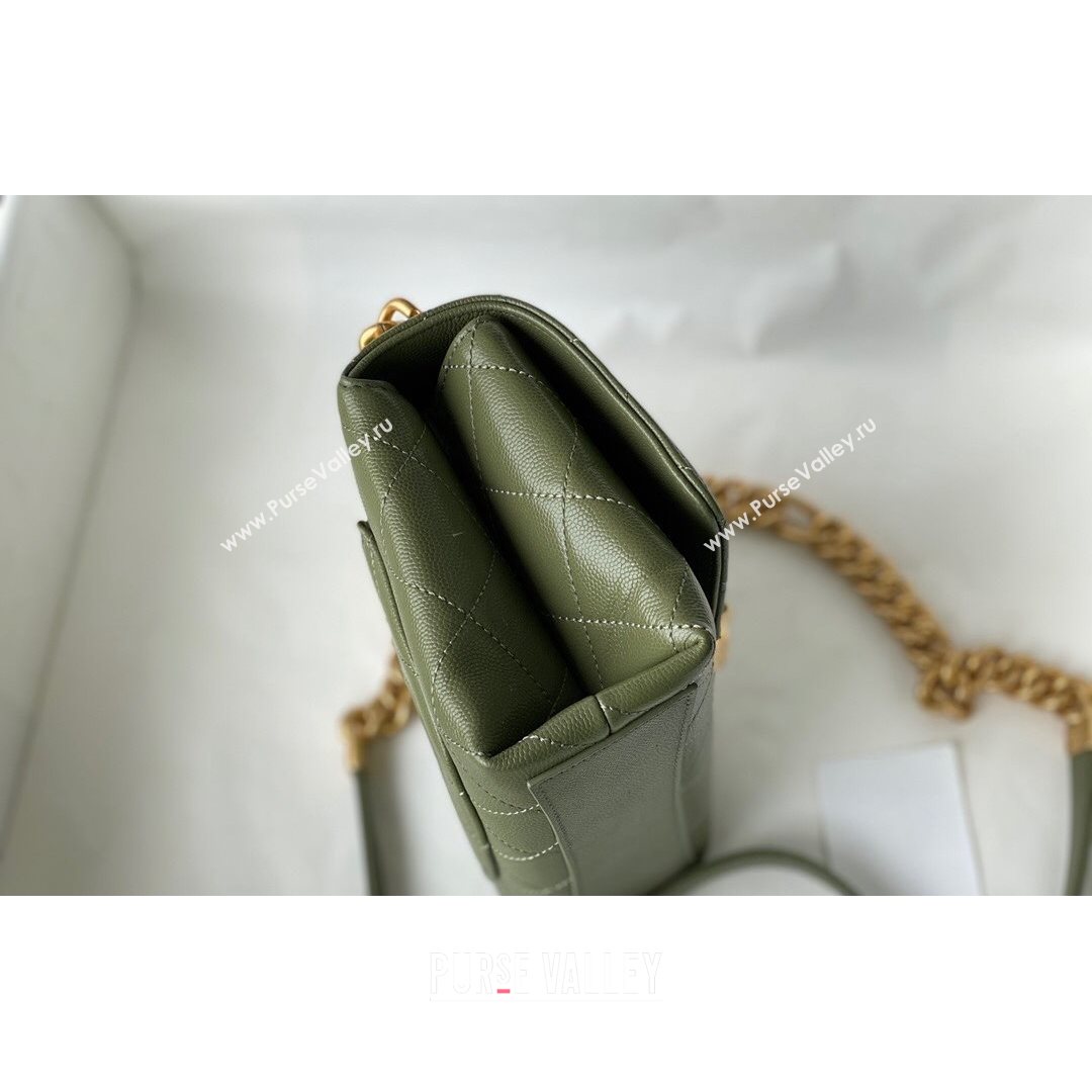 Chanel Grained Calfskin & Gold-Tone Metal Mini Flap Bag AS2711 Green 2021 (SM-21082745)