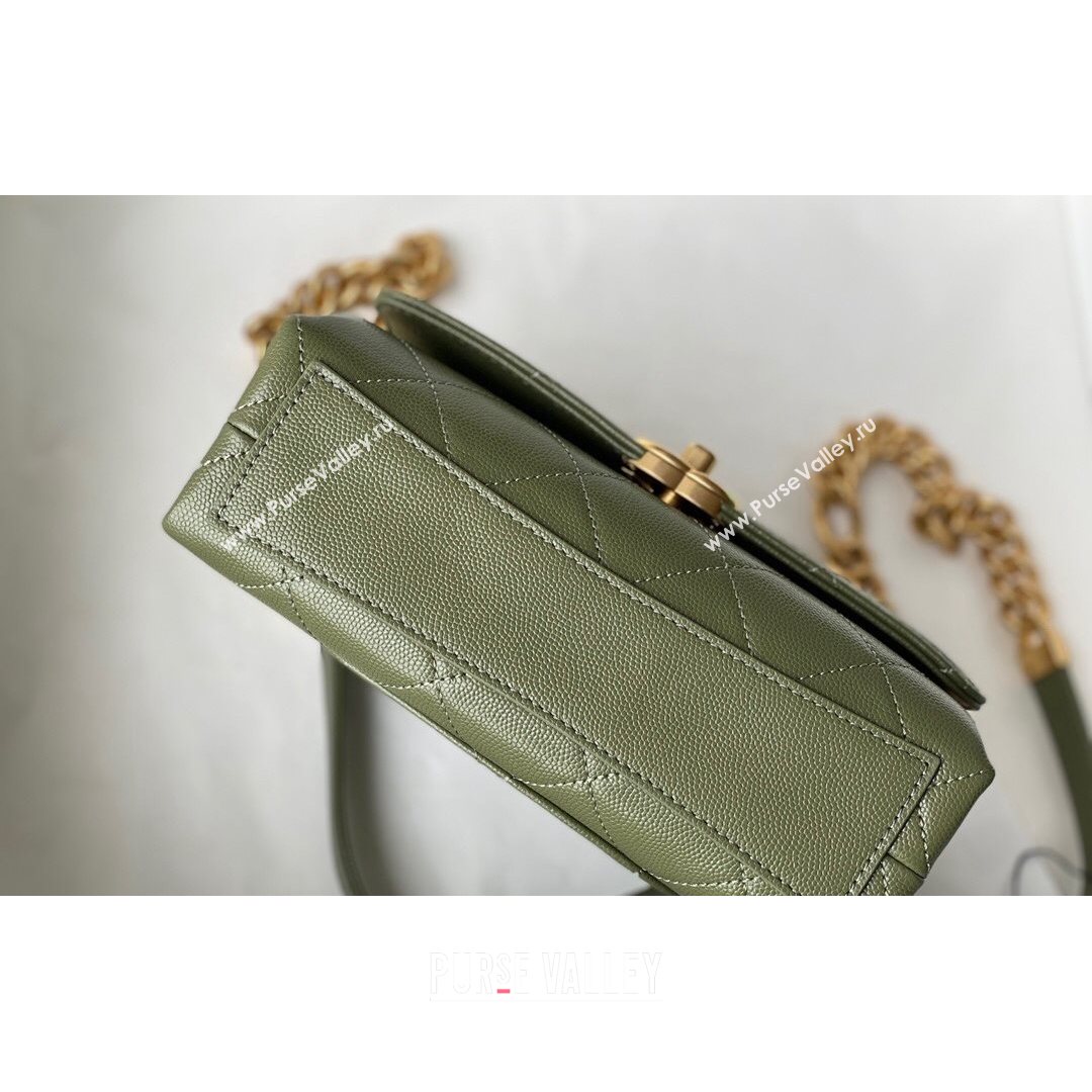 Chanel Grained Calfskin & Gold-Tone Metal Mini Flap Bag AS2711 Green 2021 (SM-21082745)