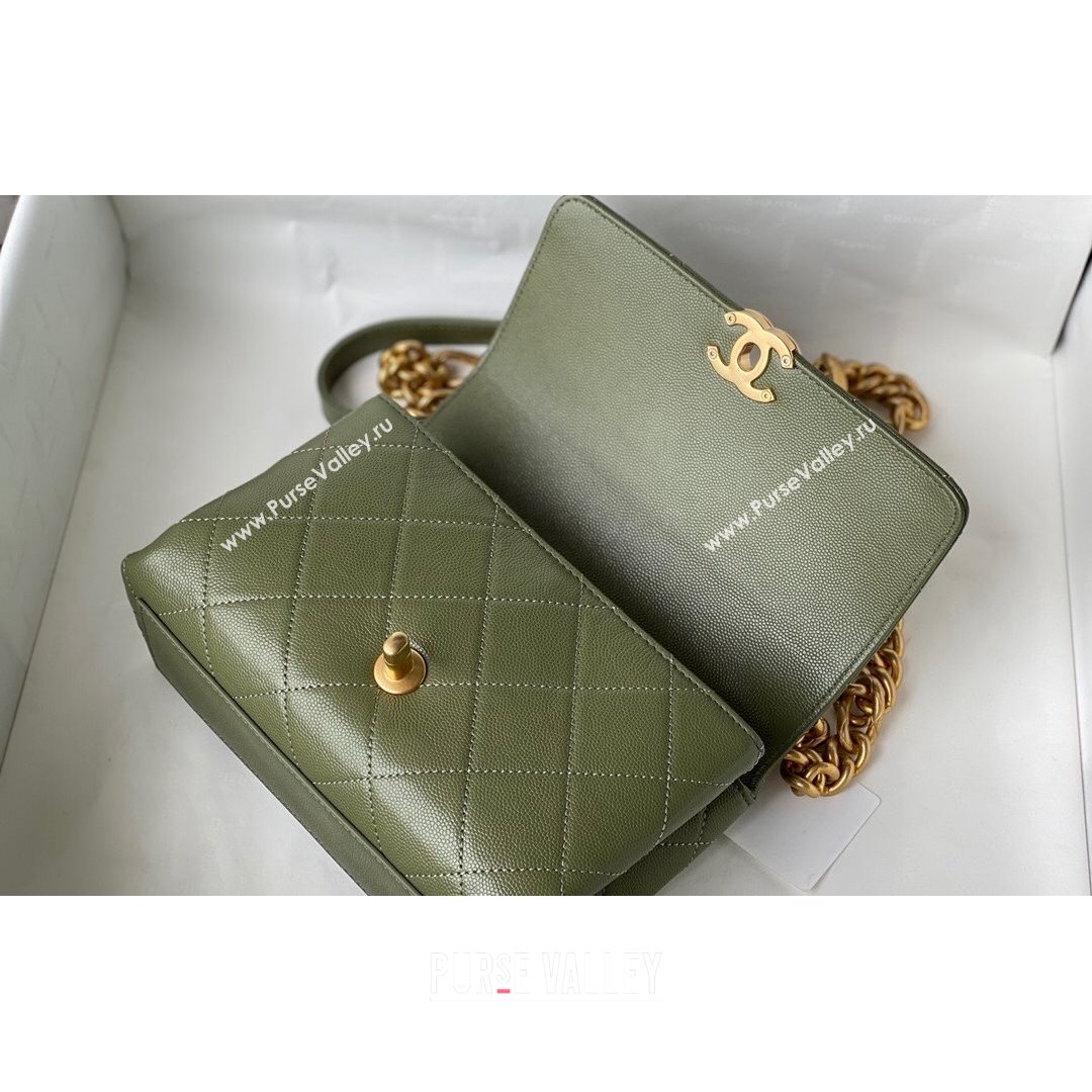 Chanel Grained Calfskin & Gold-Tone Metal Mini Flap Bag AS2711 Green 2021 (SM-21082745)