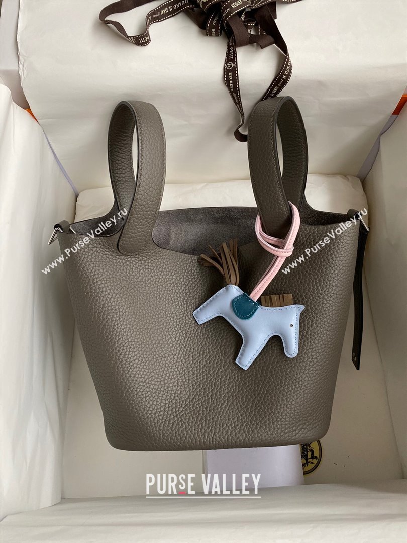 Hermes Picotin Lock Bag 18cm/22cm in Taurillon Clemence Leather Tinware Grey/Silver 2023 (Handmade) (M-23110718)