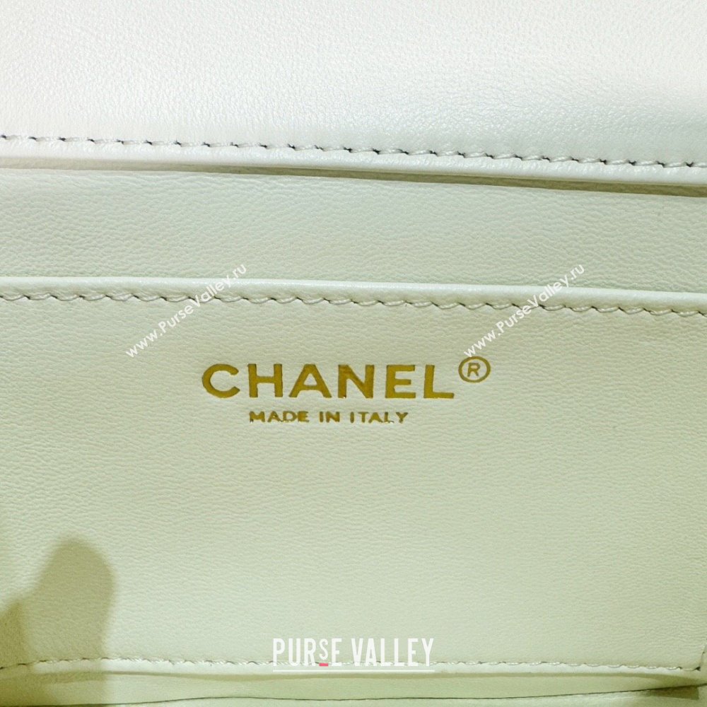 Chanel Shiny Lambskin Mini Flap Bag with Chain and Pearls AS4385 White 2024 (YEZI-24032209)