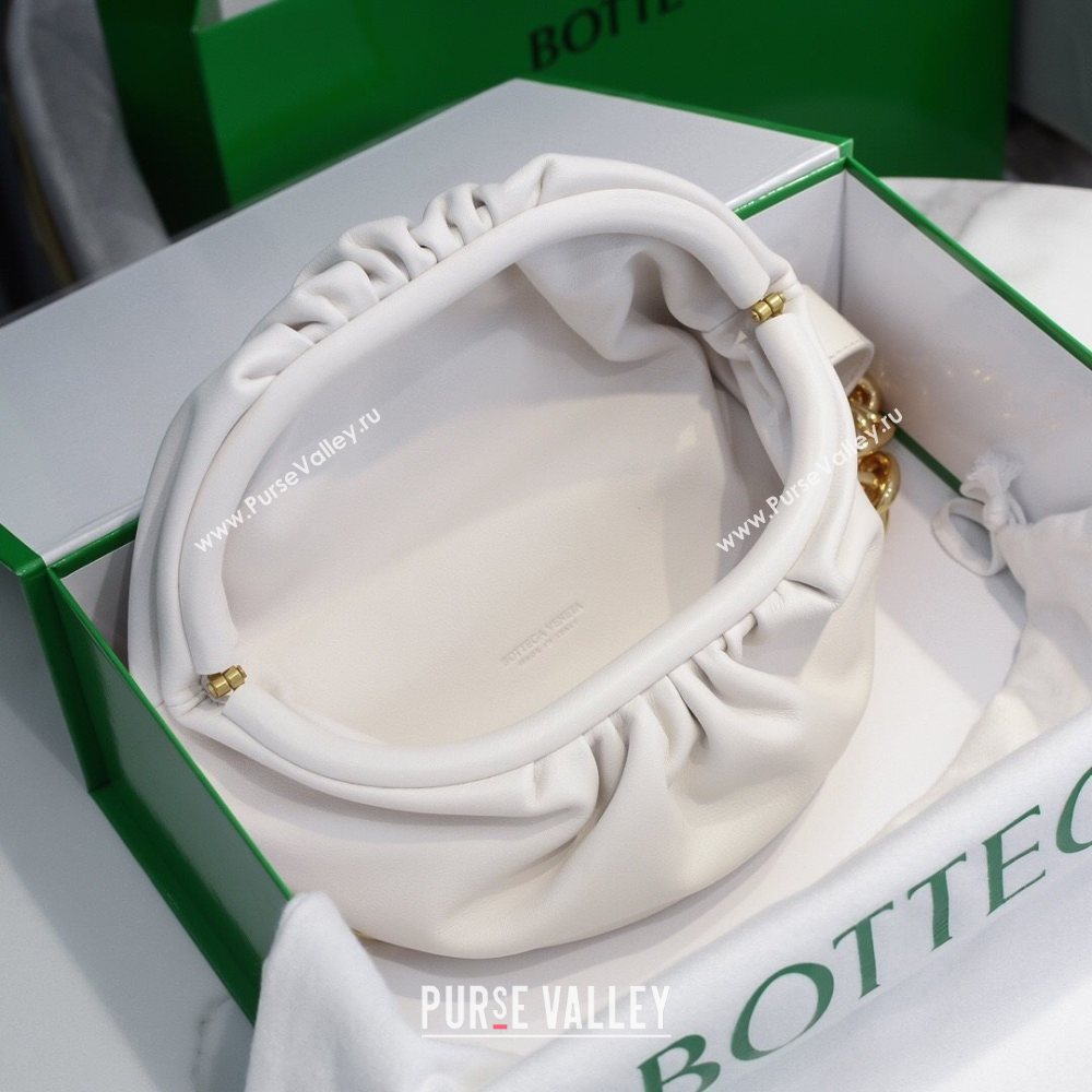 Bottega Veneta The Mini Pouch with Chain Strap Chalk White 2020 (MS-20121730)