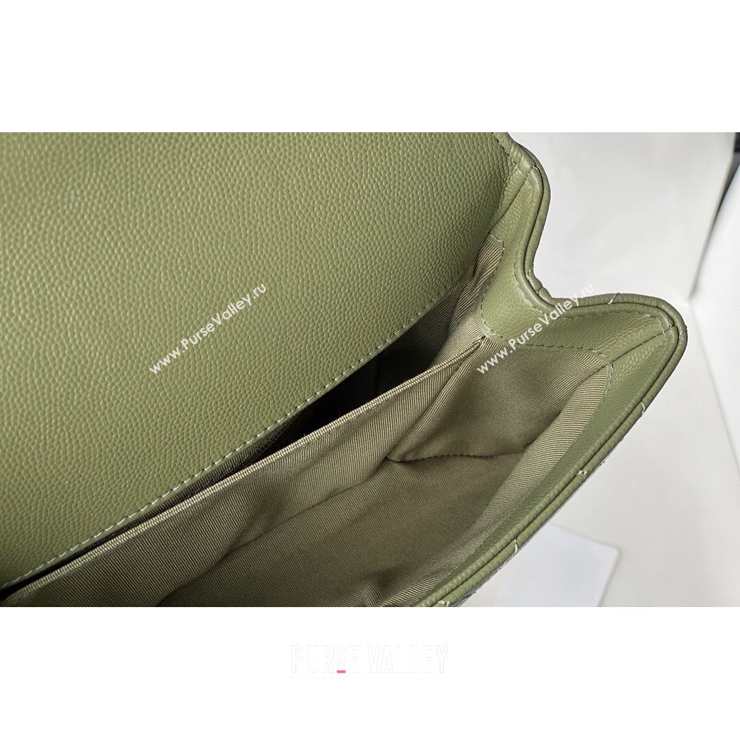 Chanel Grained Calfskin & Gold-Tone Metal Mini Flap Bag AS2711 Green 2021 (SM-21082745)