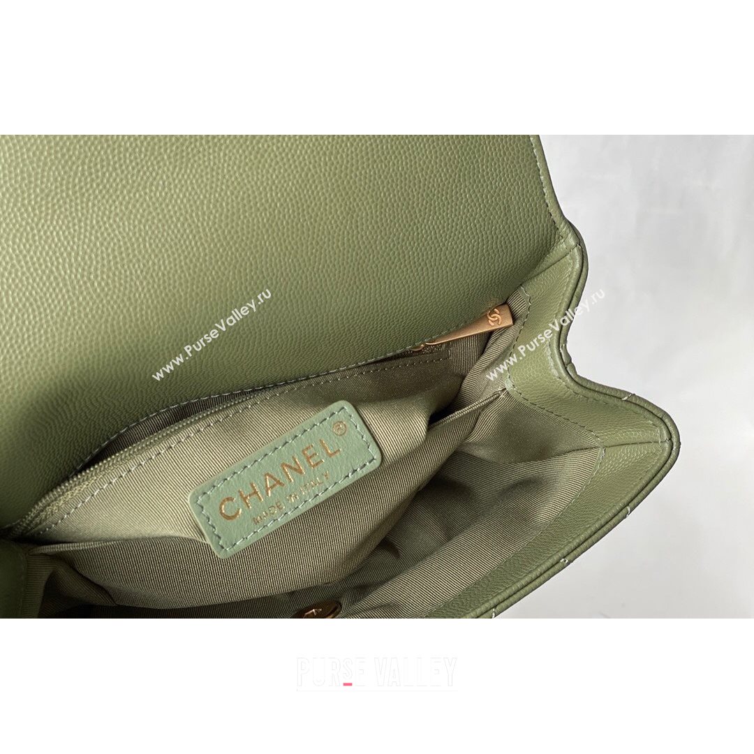 Chanel Grained Calfskin & Gold-Tone Metal Mini Flap Bag AS2711 Green 2021 (SM-21082745)