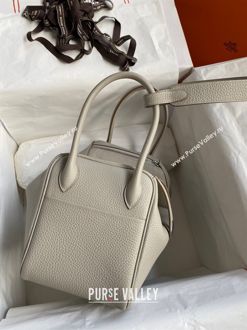 Hermes Lindy 26/30 Bag in Original Taurillon Clemence Leather Glacier White/Silver 2024(Full Handmade) (XYA-24051512)