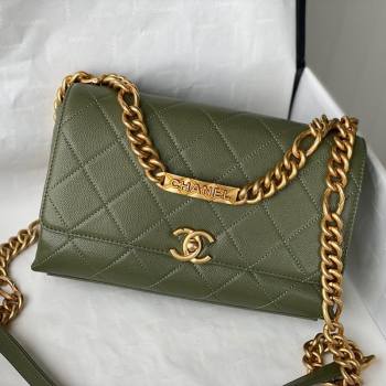 Chanel Grained Calfskin & Gold-Tone Metal Flap Bag AS2764 Green 2021 (SM-21082749)