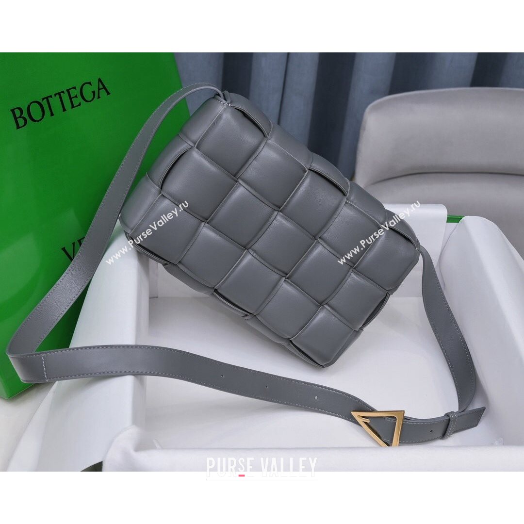 Bottega Veneta Padded Cassette Medium Crossbody Messenger Bag Thunder Grey 2021   (MS-21080617)