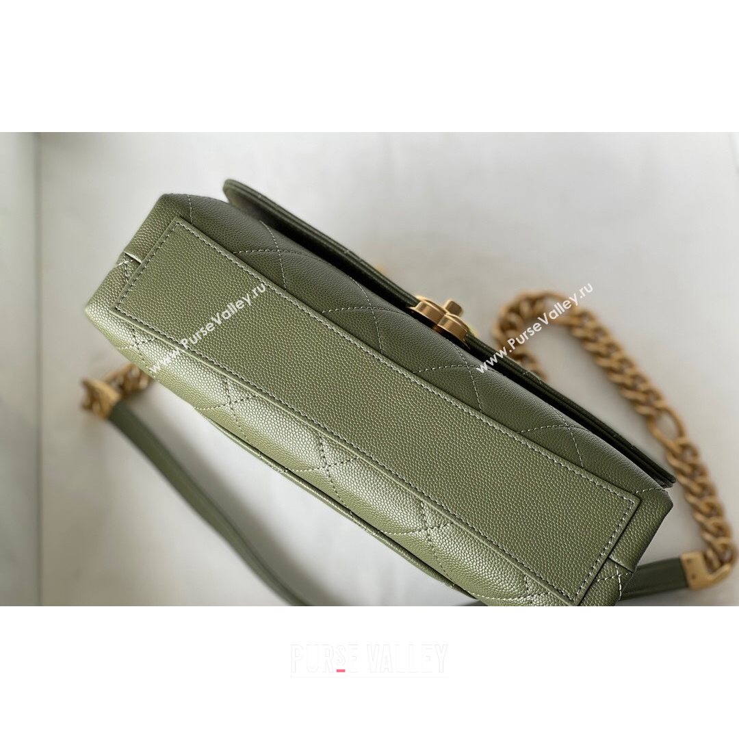 Chanel Grained Calfskin & Gold-Tone Metal Flap Bag AS2764 Green 2021 (SM-21082749)