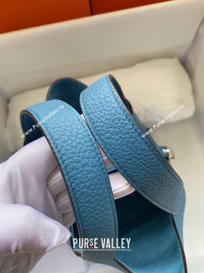 Hermes Picotin Lock Bag 18cm/22cm in Taurillon Clemence Leather Denim Blue/Silver 2023 (Handmade) (M-23110719)