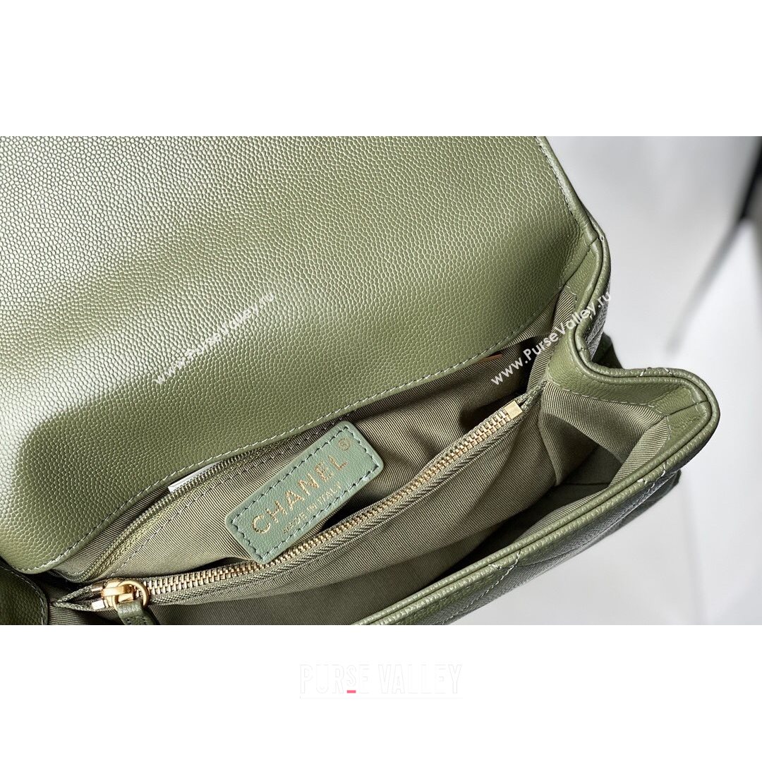 Chanel Grained Calfskin & Gold-Tone Metal Flap Bag AS2764 Green 2021 (SM-21082749)