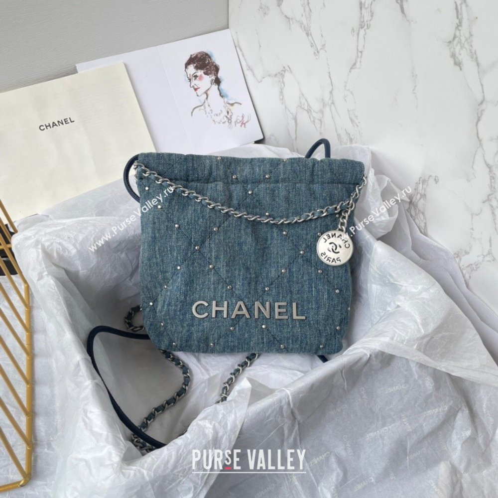 Chanel 22 Mini Handbag in Washed Denim AS3980 Blue 2024 (YEZI-24032211)