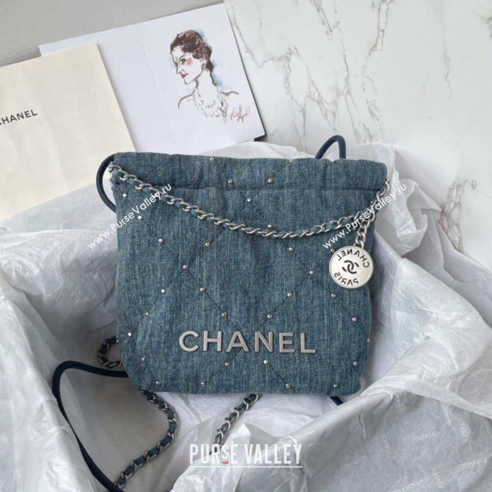 Chanel 22 Mini Handbag in Washed Denim AS3980 Blue 2024 (YEZI-24032211)