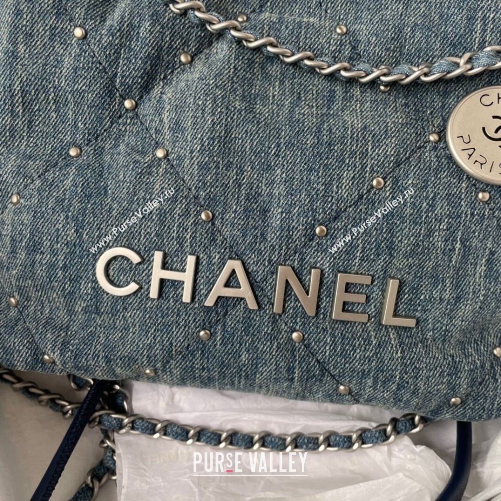 Chanel 22 Mini Handbag in Washed Denim AS3980 Blue 2024 (YEZI-24032211)