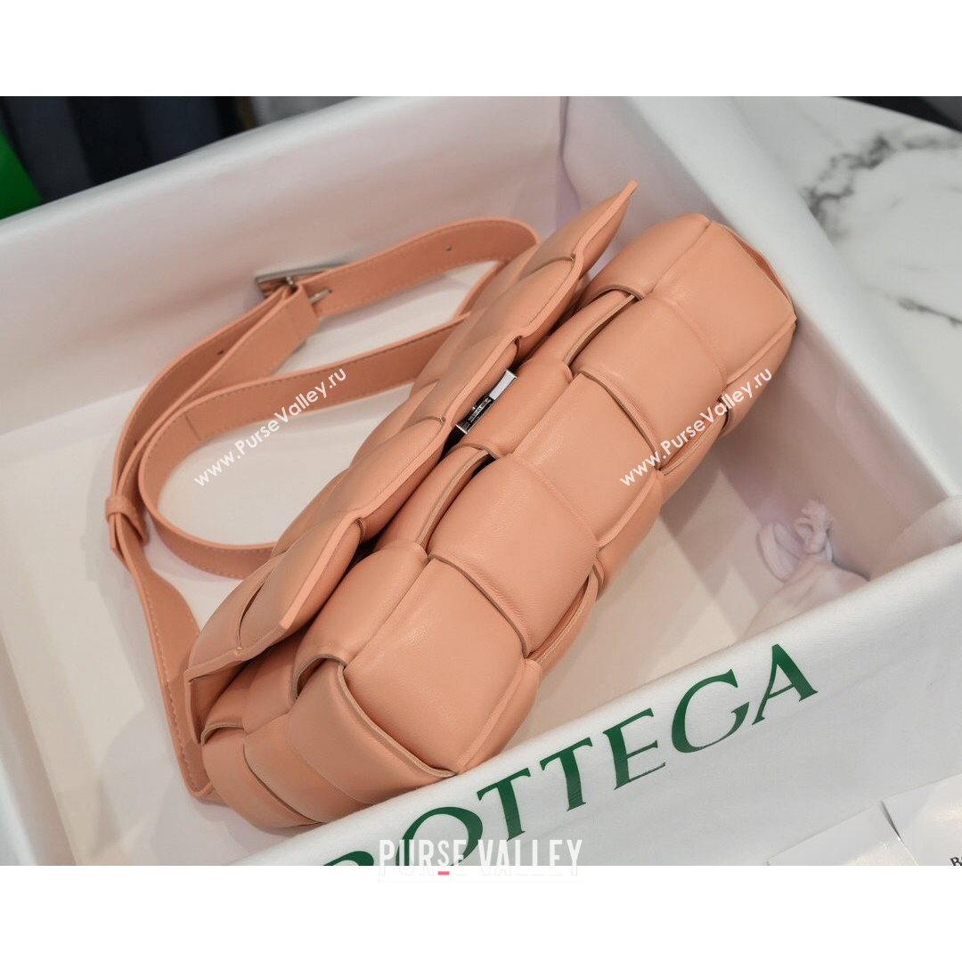 Bottega Veneta Padded Cassette Medium Crossbody Messenger Bag Peachy Pink 2021   (MS-21080618)