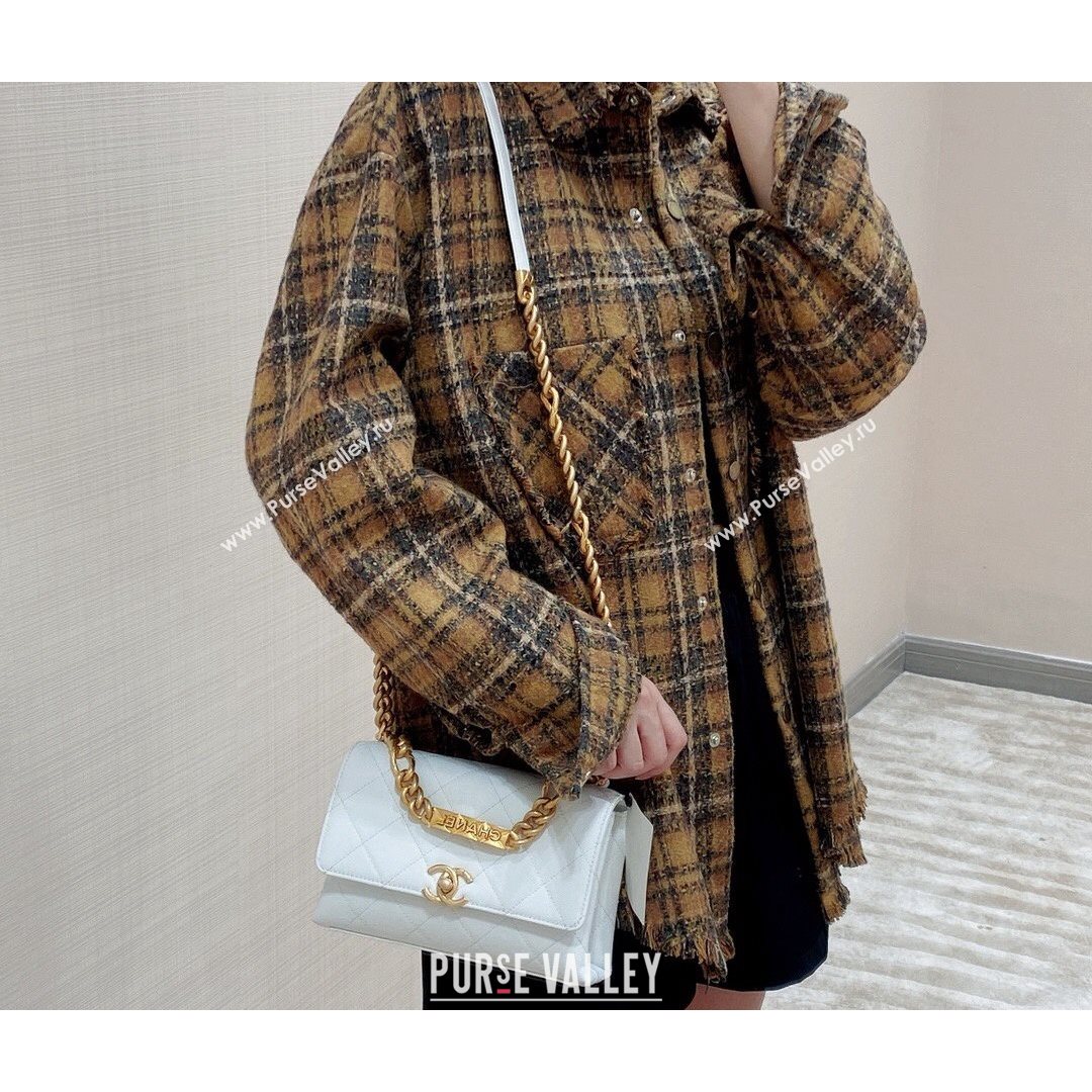 Chanel Grained Calfskin & Gold-Tone Metal Flap Bag AS2764 White 2021 (SM-21082750)
