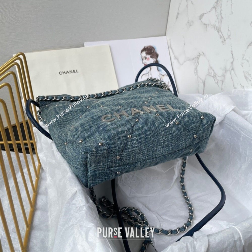 Chanel 22 Mini Handbag in Washed Denim AS3980 Blue 2024 (YEZI-24032211)