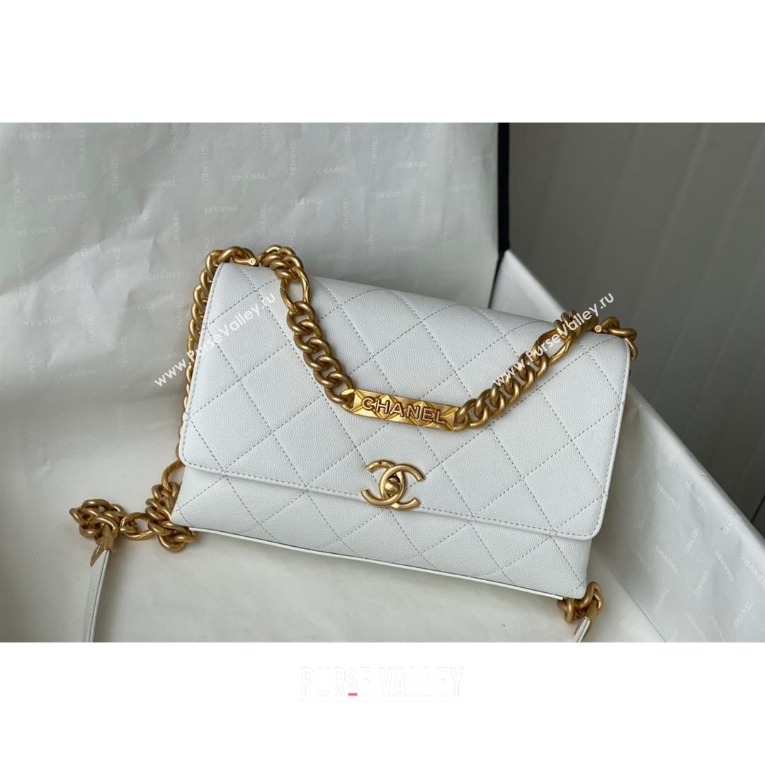 Chanel Grained Calfskin & Gold-Tone Metal Flap Bag AS2764 White 2021 (SM-21082750)