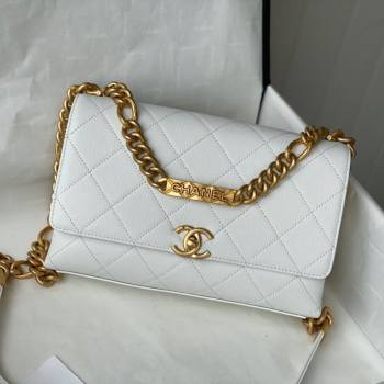 Chanel Grained Calfskin & Gold-Tone Metal Flap Bag AS2764 White 2021 (SM-21082750)