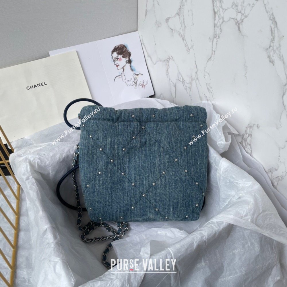 Chanel 22 Mini Handbag in Washed Denim AS3980 Blue 2024 (YEZI-24032211)