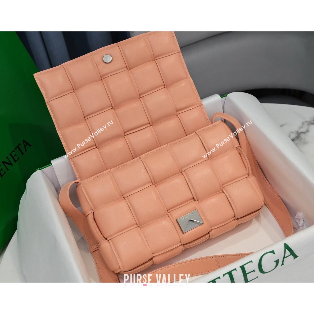 Bottega Veneta Padded Cassette Medium Crossbody Messenger Bag Peachy Pink 2021   (MS-21080618)