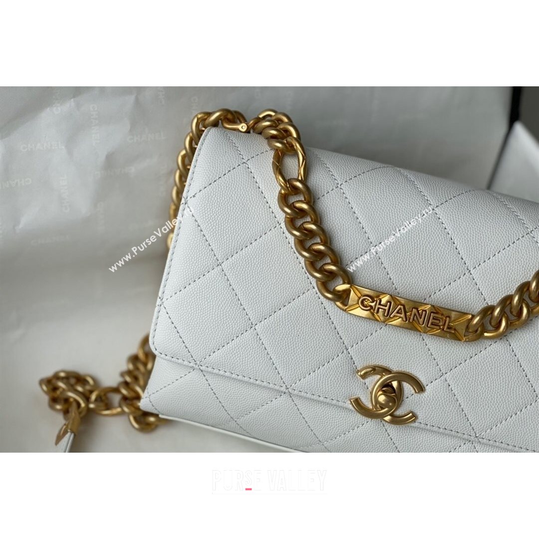 Chanel Grained Calfskin & Gold-Tone Metal Flap Bag AS2764 White 2021 (SM-21082750)