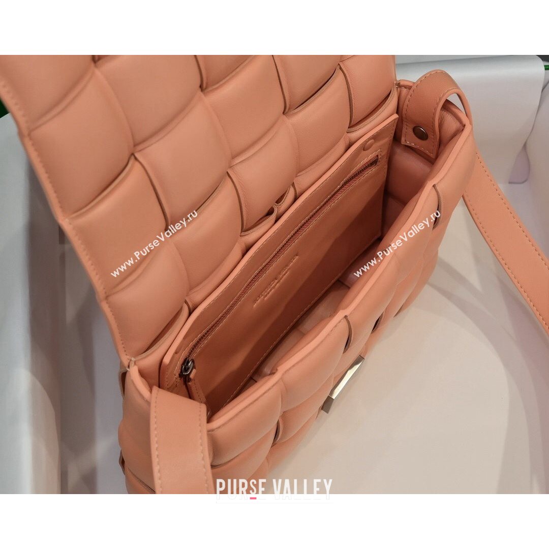 Bottega Veneta Padded Cassette Medium Crossbody Messenger Bag Peachy Pink 2021   (MS-21080618)