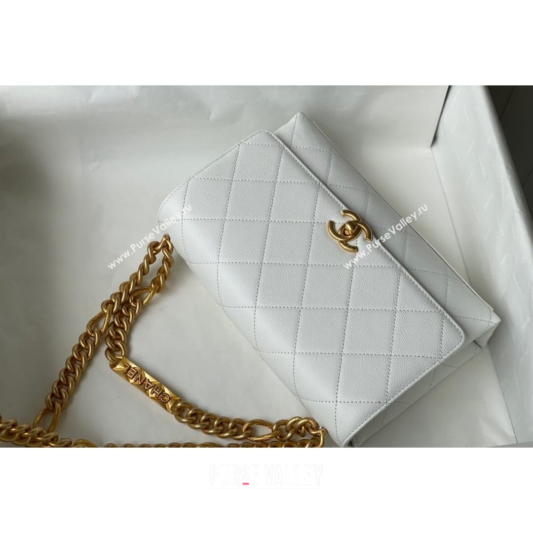 Chanel Grained Calfskin & Gold-Tone Metal Flap Bag AS2764 White 2021 (SM-21082750)