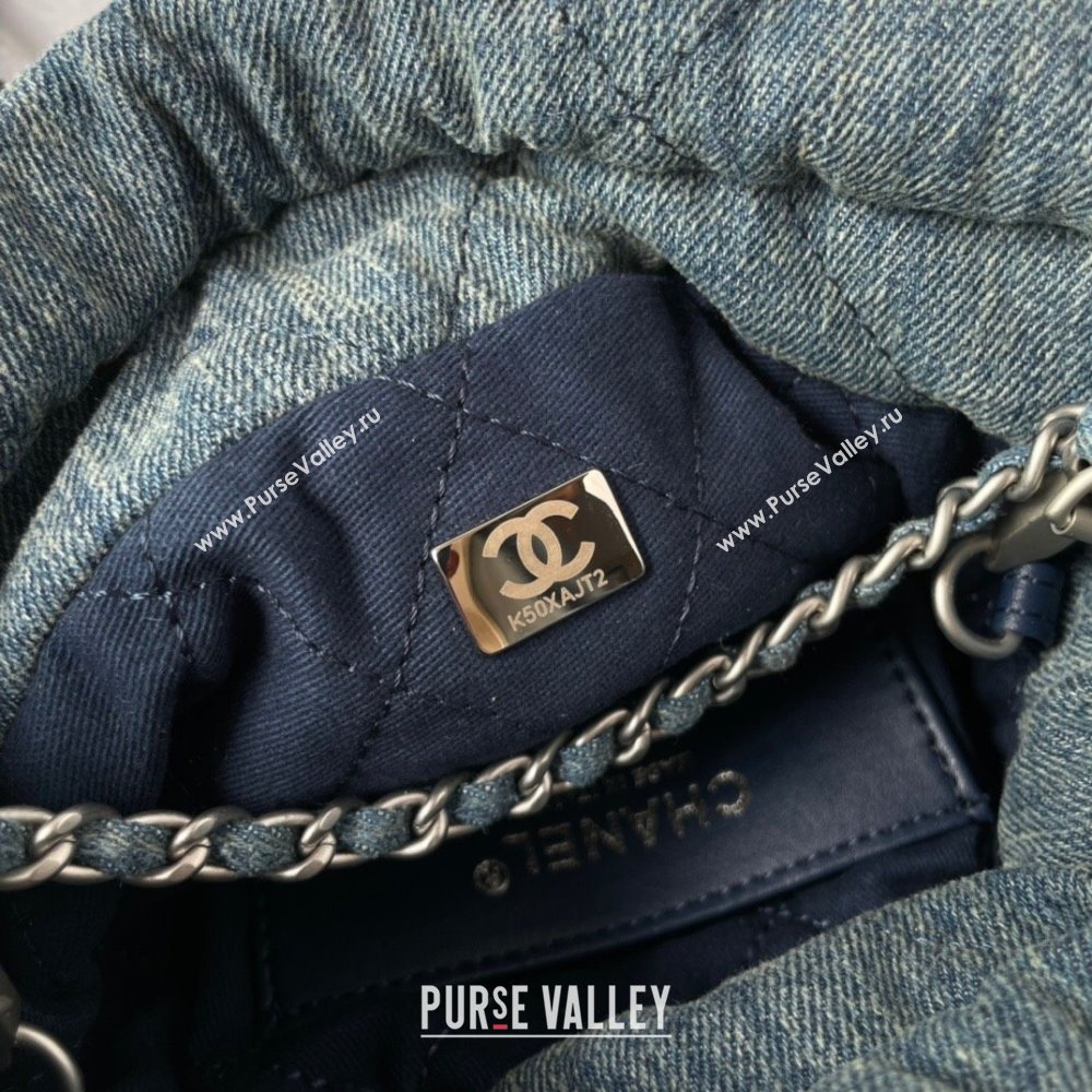 Chanel 22 Mini Handbag in Washed Denim AS3980 Blue 2024 (YEZI-24032211)