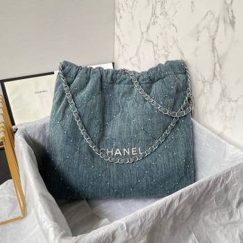 Chanel 22 Handbag in Washed Denim AS3261 Blue 2024 (YEZI-24032213)