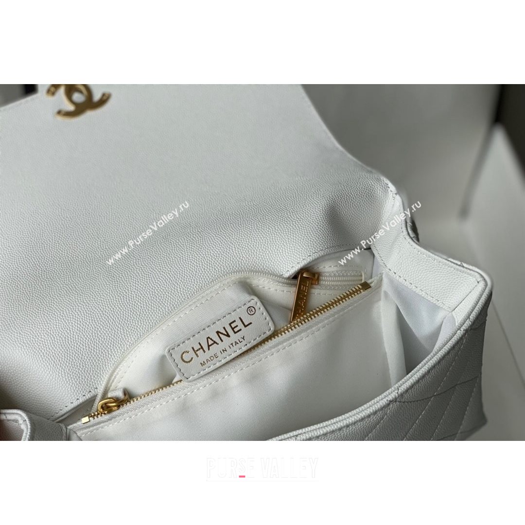 Chanel Grained Calfskin & Gold-Tone Metal Flap Bag AS2764 White 2021 (SM-21082750)