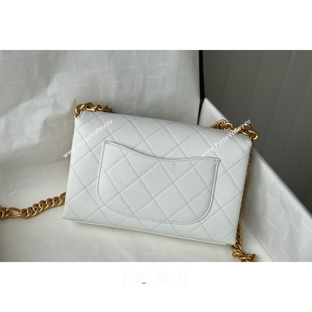 Chanel Grained Calfskin & Gold-Tone Metal Flap Bag AS2764 White 2021 (SM-21082750)