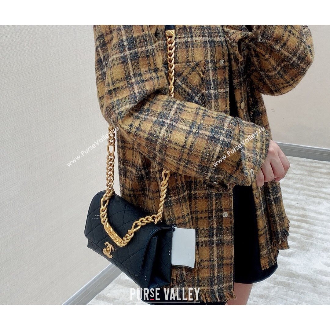 Chanel Grained Calfskin & Gold-Tone Metal Mini Flap Bag AS2711 Black 2021 (SM-21082747)