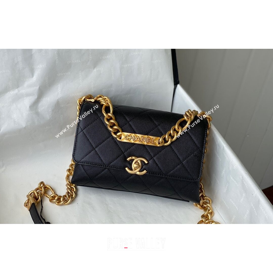 Chanel Grained Calfskin & Gold-Tone Metal Mini Flap Bag AS2711 Black 2021 (SM-21082747)