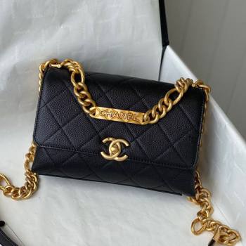 Chanel Grained Calfskin & Gold-Tone Metal Mini Flap Bag AS2711 Black 2021 (SM-21082747)