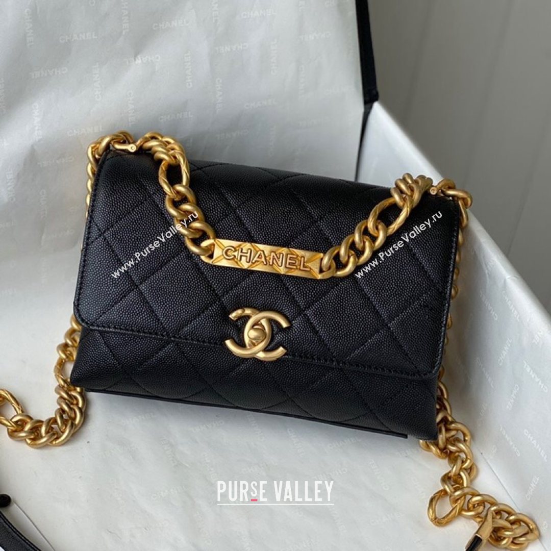 Chanel Grained Calfskin & Gold-Tone Metal Mini Flap Bag AS2711 Black 2021 (SM-21082747)
