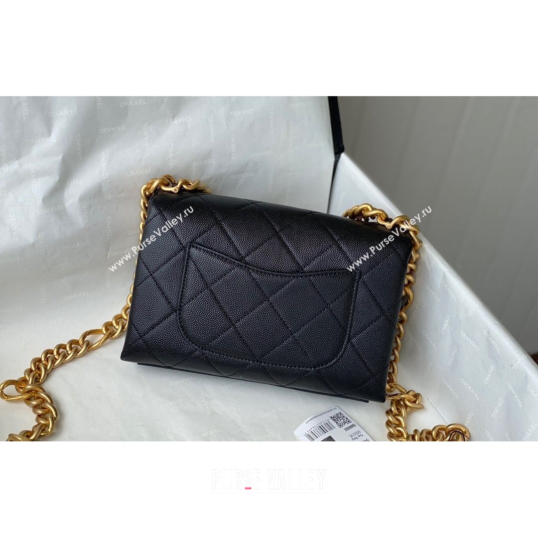 Chanel Grained Calfskin & Gold-Tone Metal Mini Flap Bag AS2711 Black 2021 (SM-21082747)
