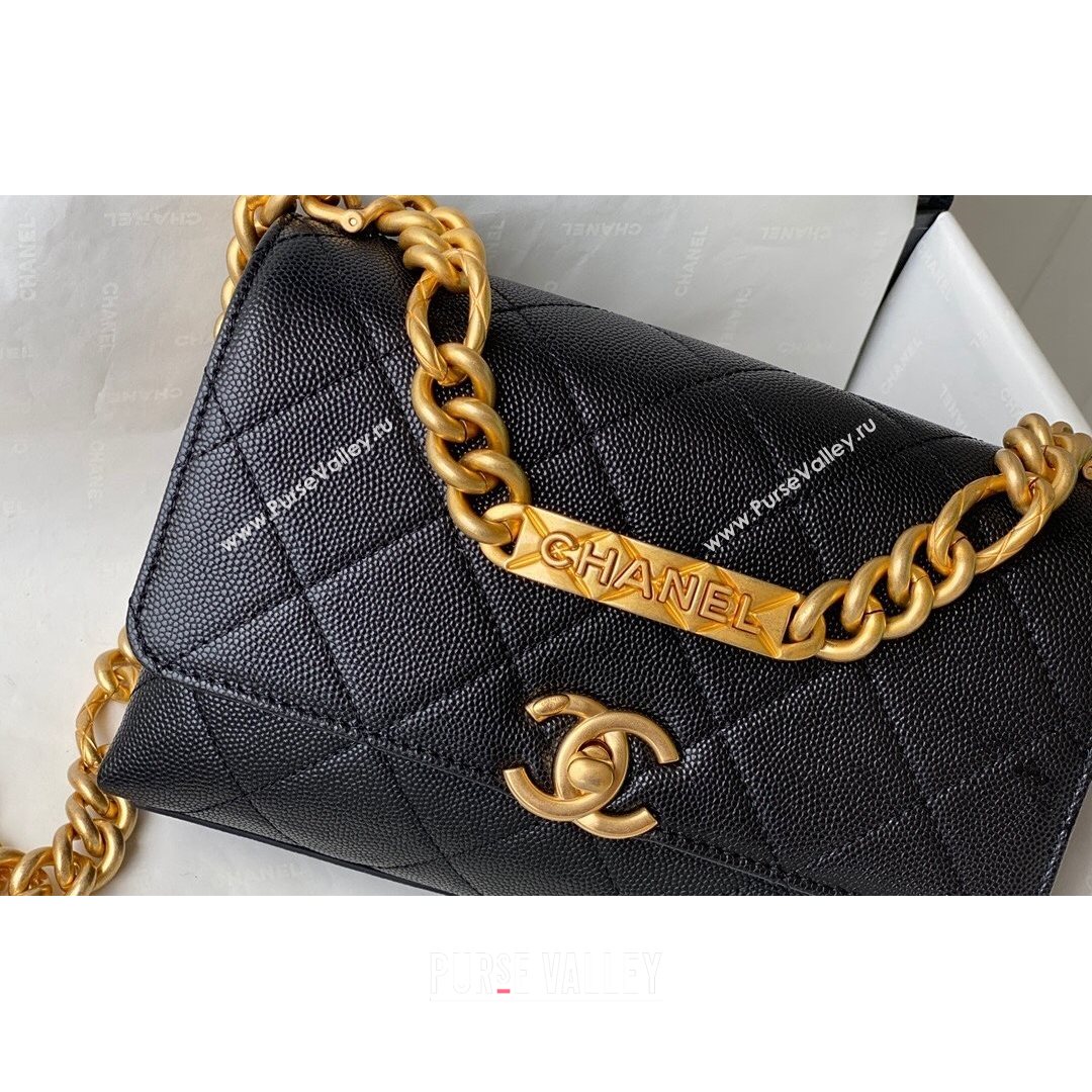 Chanel Grained Calfskin & Gold-Tone Metal Mini Flap Bag AS2711 Black 2021 (SM-21082747)