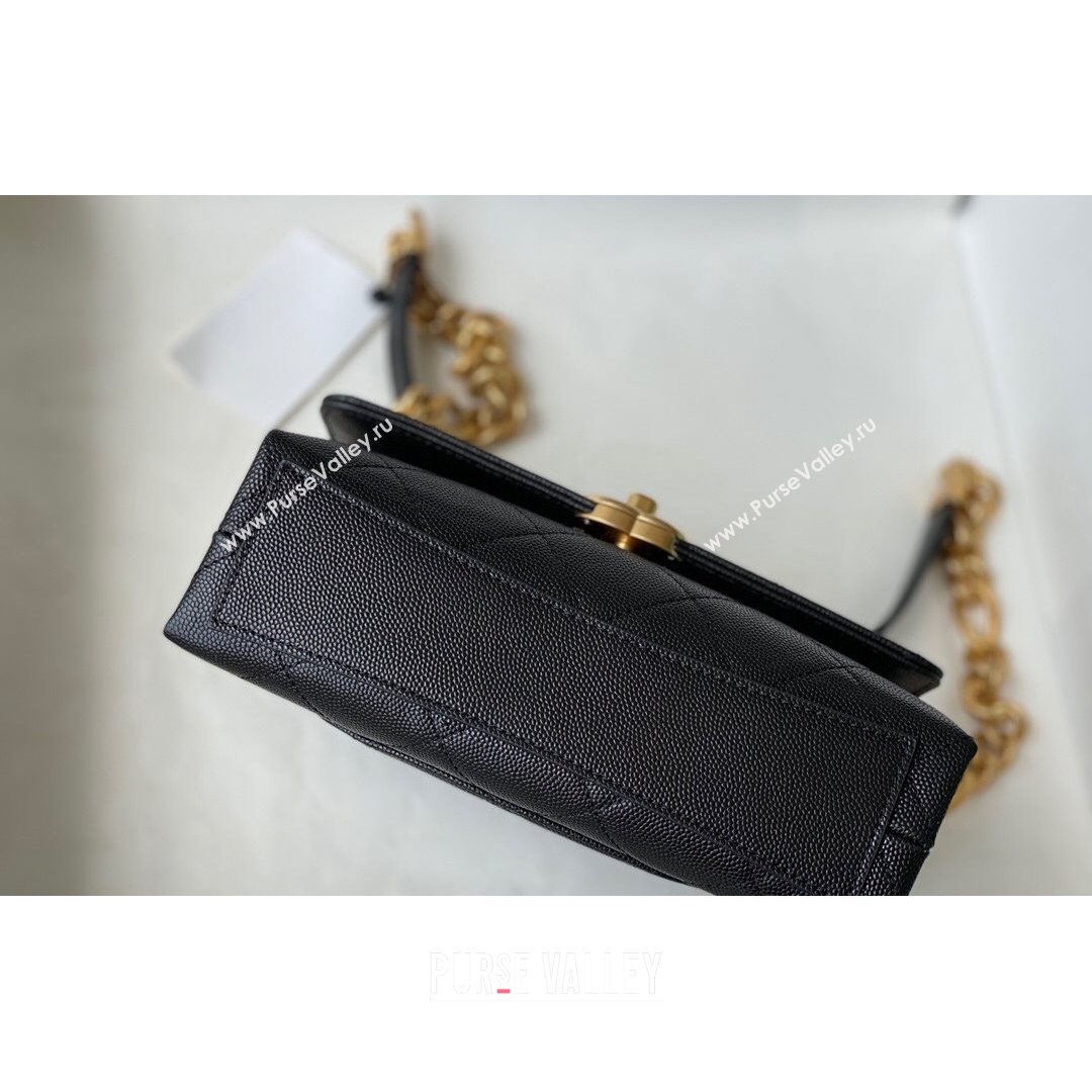 Chanel Grained Calfskin & Gold-Tone Metal Mini Flap Bag AS2711 Black 2021 (SM-21082747)