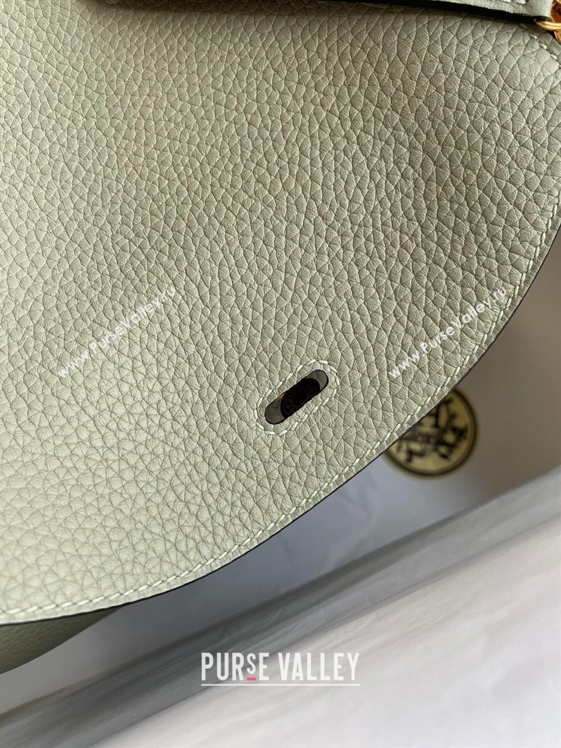 Hermes Lindy 26/30 Bag in Original Taurillon Clemence Leather Sage Green/Gold 2024(Full Handmade) (XYA-24051515)