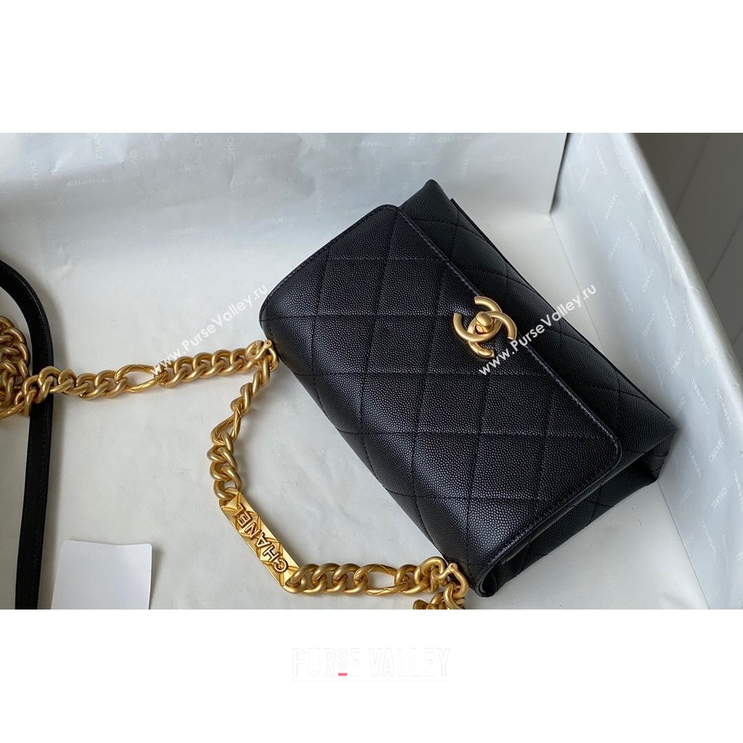 Chanel Grained Calfskin & Gold-Tone Metal Mini Flap Bag AS2711 Black 2021 (SM-21082747)