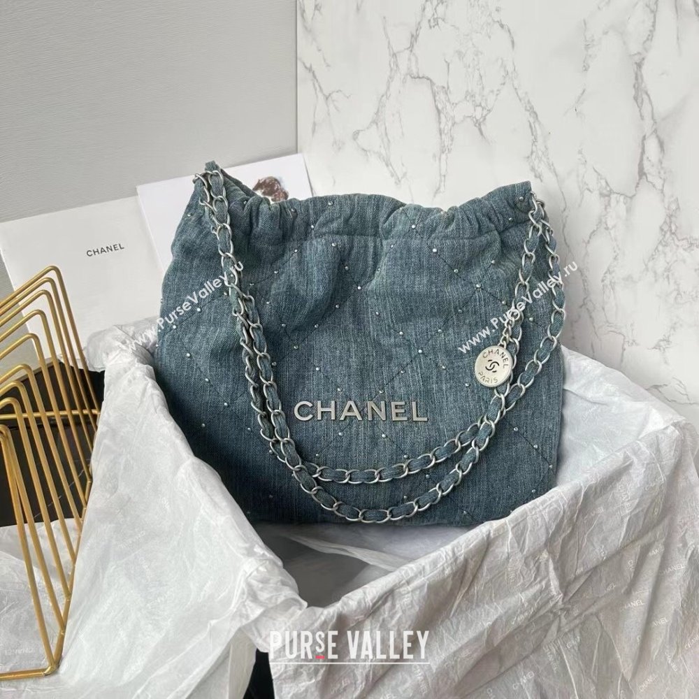 Chanel 22 Small Handbag in Washed Denim AS3260 Blue 2024 (YEZI-24032212)