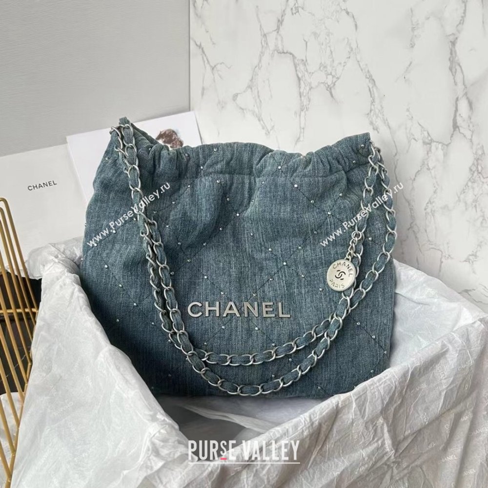 Chanel 22 Small Handbag in Washed Denim AS3260 Blue 2024 (YEZI-24032212)