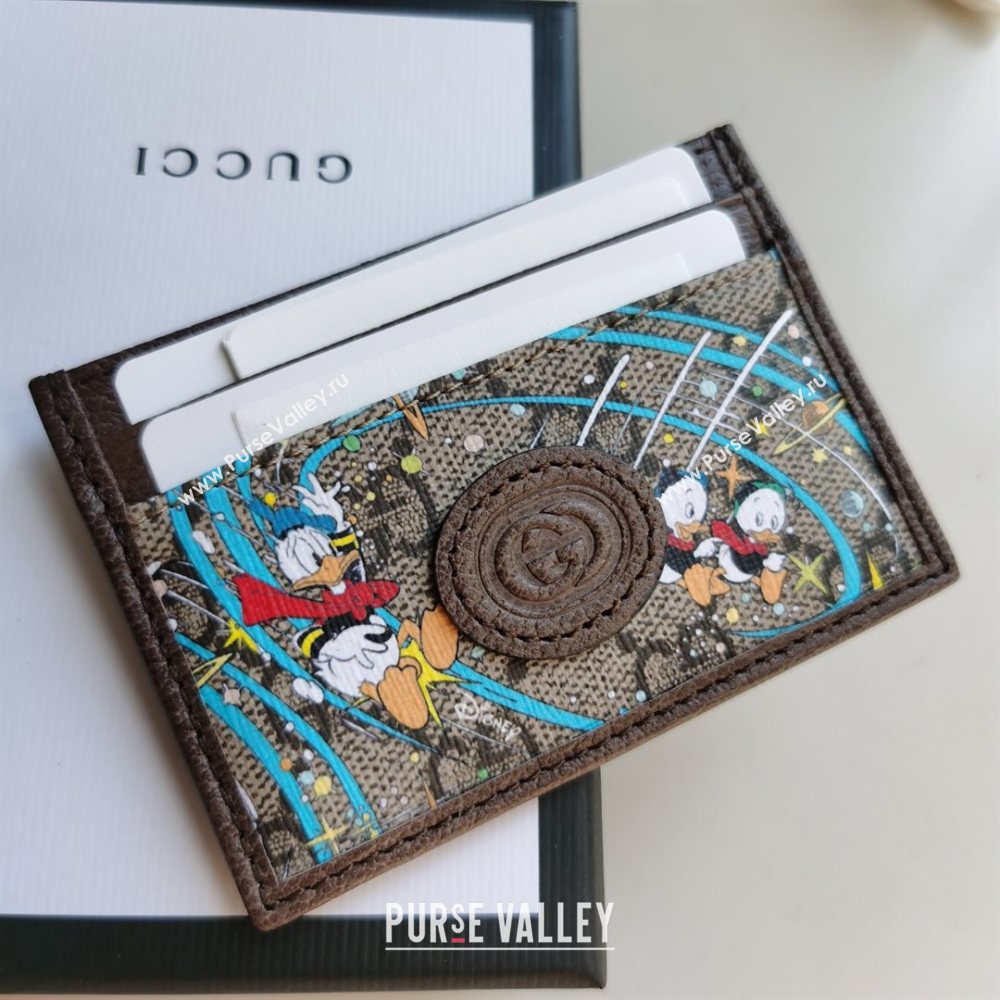 Gucci x Disney Donald Duck GG Canvas Card Case ‎647942 Beige/Blue 2020 (DLH-20112543)