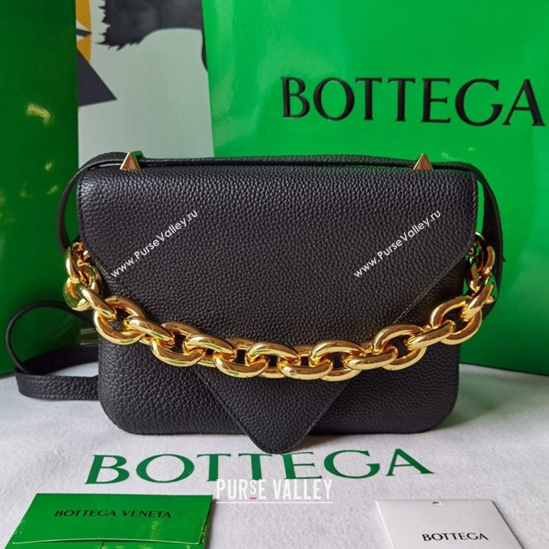 Bottega Veneta Mount Grained Calfskin Small Chain Envelope Bag Black 2021 (WT-21080621)