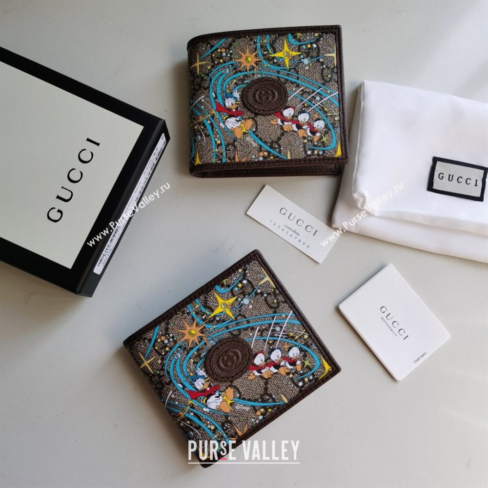 Gucci x Disney Donald Duck GG Canvas Billfold Wallet ‎647937 Beige/Blue 2020 (DLH-20112544)